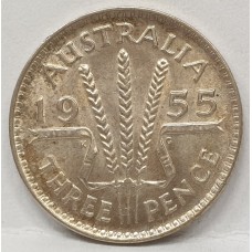 AUSTRALIA 1955 . THREEPENCE . CHOICE UNCIRCULATED